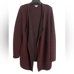 Pure Jill J. Jill Open Front Knit Duster Cardigan Size S Burgundy